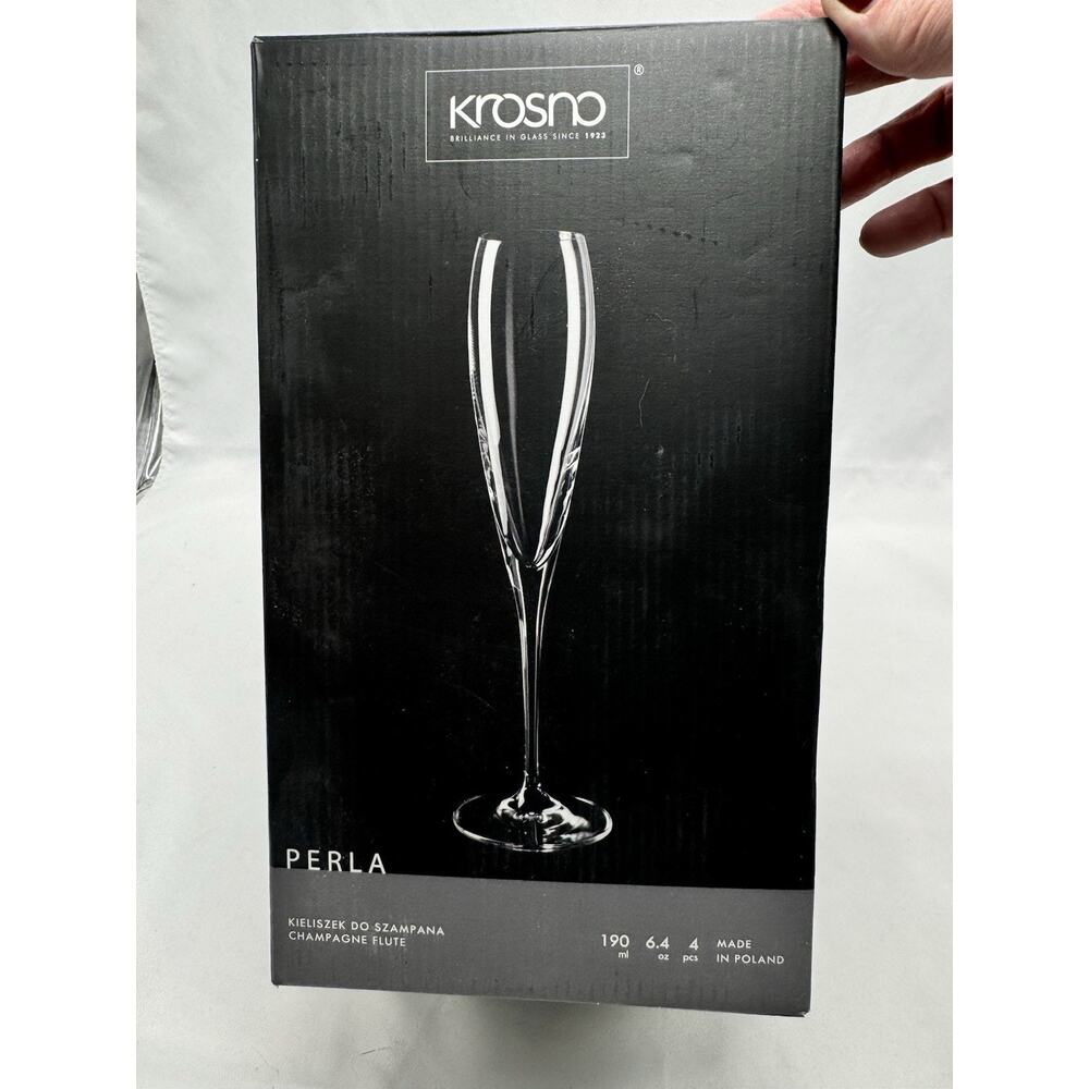 Krosno Perla Champagne Glasses Set of 4 Flutes Wedding Toast Celebration Party